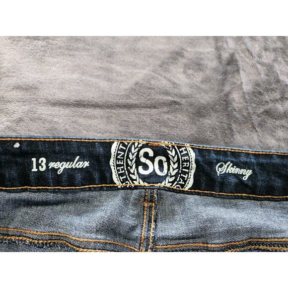 Authentic Heritage SO Jeans Juniors Size 13 Regular Skinny Straight Denim Blue - Picture 5 of 8